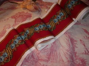  BANDEAU TISSU VINTAGE JOLIES FLEURS , 1,50 mètre