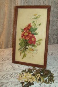  RAVISSANTE PEINTURE DE FLEURS,, ANCIENNE