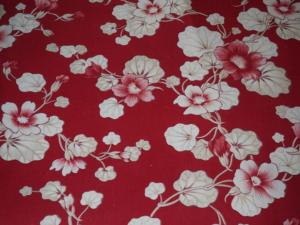 Tissu ancien jolies fleurs de capucines, 1900, fond rouge