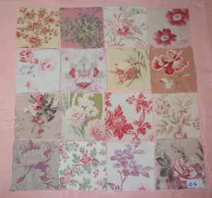  LOT DE 16 COUPONS DE TISSUS ANCIENS POUR PATCHWORK, coloris roses
