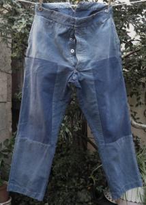 Pantalon ancien de travail ( bleu de travail ) avec de superbes restaurations