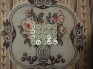 20 petits boutons anciens de nacre sur carte, lingerie, poupée
