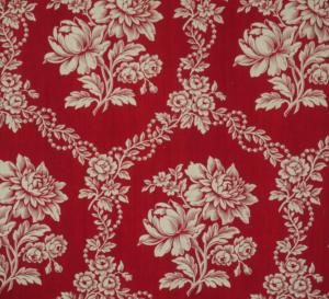 Tissu ancien fleuri , fond rouge