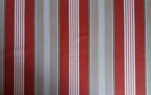 Tissu vintage rayé, gris et rouge